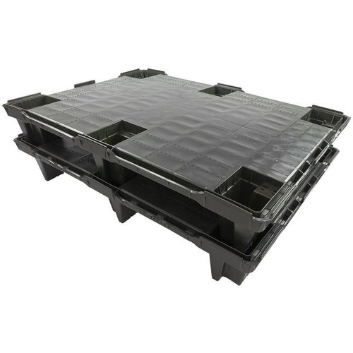 Meia palete de plástico 800x600x130mm -  6 tacos - topo liso