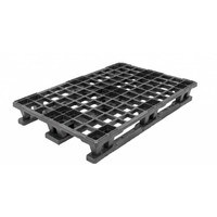 Palete de plástico, formato europeu, 3 patins desmontáveis, topo perfurado, 1200x800x152mm