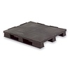 Palete de plástico industrial, 3 patins, topo liso com rebordo, 1200x1000x150mm