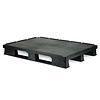 Palete de plástico, formato europeu, 3 patins, topo liso com rebordo, 1200x800x150mm