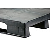 Palete de plástico, formato europeu, 3 patins, topo liso com rebordo, 1200x800x150mm