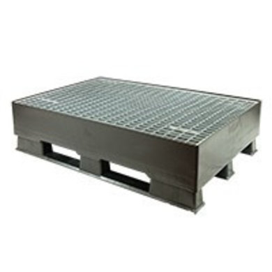 Palete de plástico 1200x800x310mm- com tina de retenção- com grade- 120 l