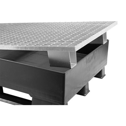 Palete de plástico 1200x800x310mm- com tina de retenção- com grade- 120 l