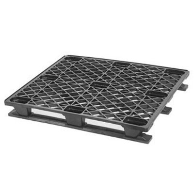 Palete de plástico industrial, 3 patins, encaixável, topo perfurado, 1200x1000x145mm