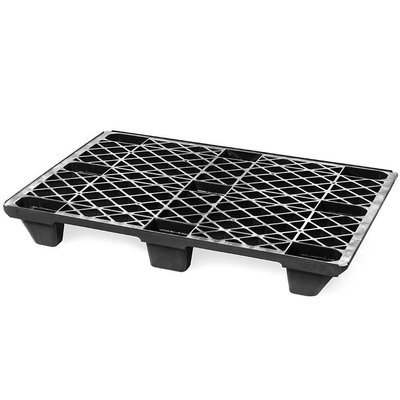 Palete de plástico, formato europeu, ligeira, com rebordo, 9 tacos, encaixável, topo perfurado, 1200x800x130mm