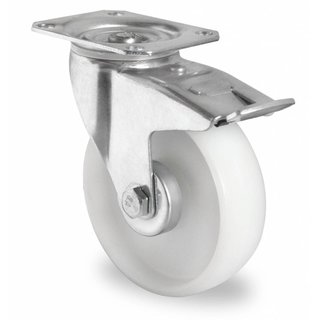 Rodízio direcional Ø 100mm - travão, Rolamento de rolos, PA