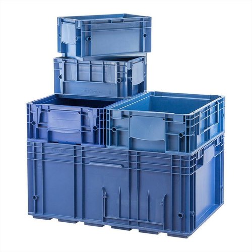 Caixa de plástico empilhável RL-KLT 4147, base lisa, 396x297x147,5mm