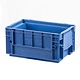 Caixa de plástico empilhável R-KLT 3215, base lisa, laterais reforçadas, azul, 297x198x147,5mm