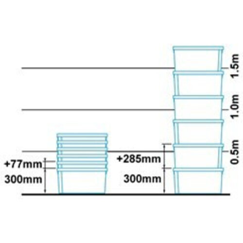 Caixa de plástico, perfurada, encaixável, empilhável, 50 litros, 600x400x300mm