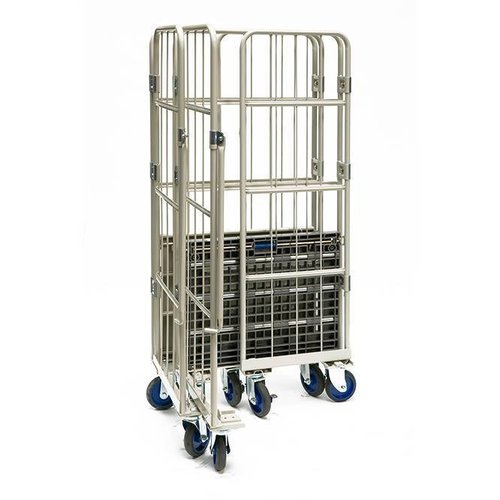 Roll container Prestar, encaixável, base em plástico, 500 kg, 800x600x1700mm