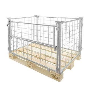 Colar em malha metálica para palete, aba articulada, rebatível, galvanizado, 1200x800x800mm