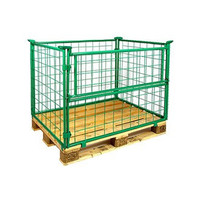 Colar em malha metálica para palete, aba articulada, verde lacado, 1200x800x800mm