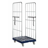 Roll container de 2 laterais, base rebatível, galvanizado, 815x680x1650mm