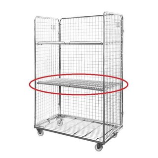 Prateleira em metal para roll container, 1145x650mm