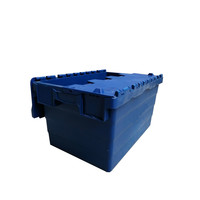 Caixa usada de plástico, encaixável, tampa articulada,  600x400x320mm
