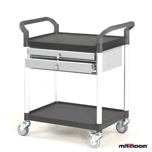 Carrinho com prateleiras 850x480x950mm – com 2 prateleiras e 2 gavetas