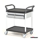 Carrinho com prateleiras 850x480x950mm – com 2 prateleiras e 2 gavetas