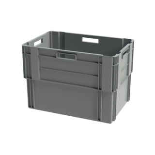 Caixa plástica empilhável, cinza,  600x400x420mm – capacidade 80 litros