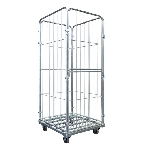Roll container para lavandarias, galvanizado, com aba frontal, 800x720x1800mm