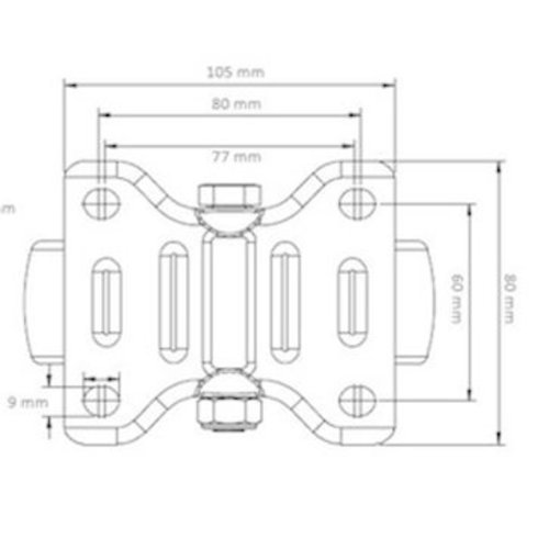 Rodízio fixo de plástico PP com 108mm de diâmetro- com rolamento de rolos