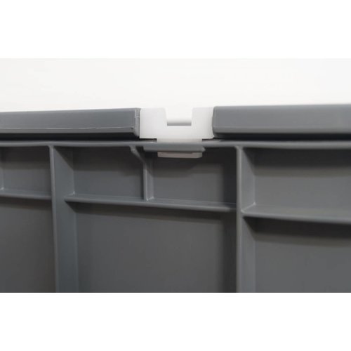 Tampa de plástico para caixa plástica Euronorm 600x400x19mm - com 2 dobradiças