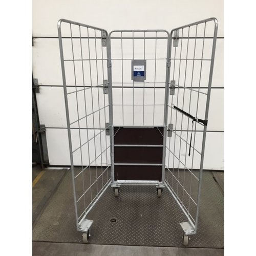 Roll container, de 3 laterais, galvanizado, 820x655x1900mm - Usado