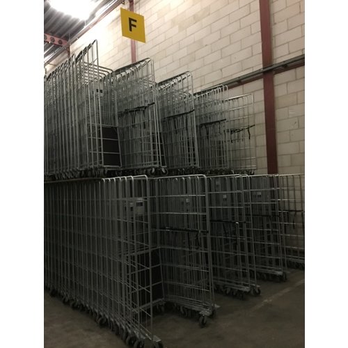 Roll container, de 3 laterais, galvanizado, 820x655x1900mm - Usado