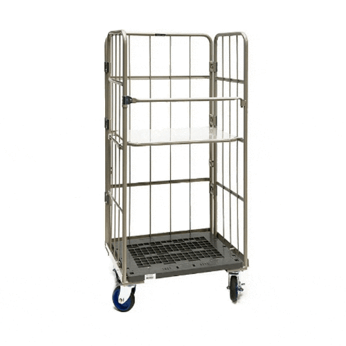 Roll container Prestar, encaixável, base em plástico, 500 kg, 800x600x1700mm