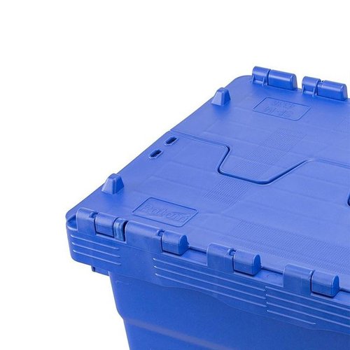 Caixa de plástico, 60 l, empilhável, encaixável, tampa articulada, 600x400x320mm