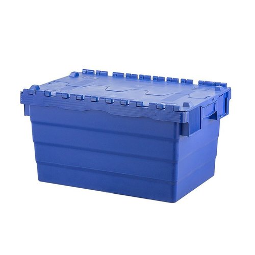 Caixa de plástico, 60 l, empilhável, encaixável, tampa articulada, 600x400x320mm