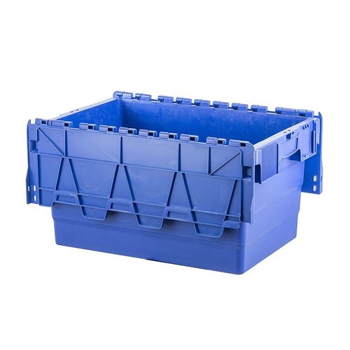 Caixa de plástico, 60 l, empilhável, encaixável, tampa articulada, 600x400x320mm