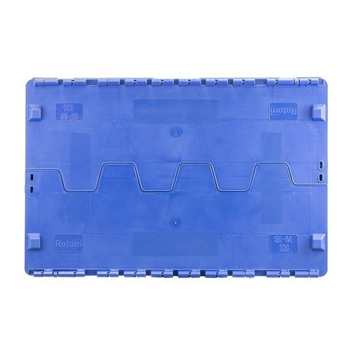 Caixa de plástico, 60 l, empilhável, encaixável, tampa articulada, 600x400x320mm