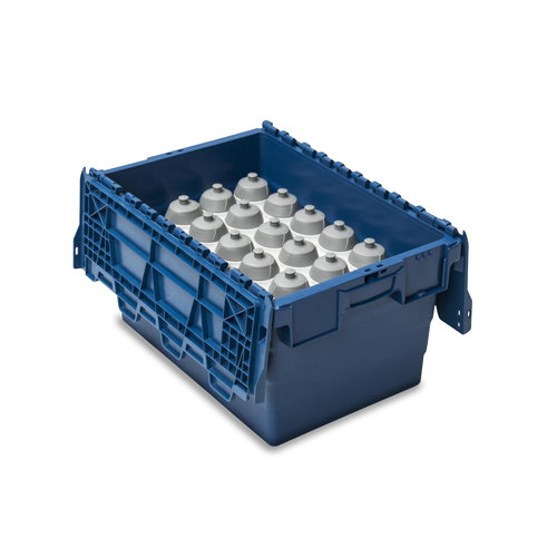 Caixa de plástico, 60 l, empilhável, encaixável, tampa articulada, 600x400x320mm