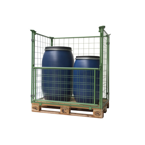 Colar em malha metálica para palete - 1200x800x1200 mm  - Aba articulada - Rebatível - Verde