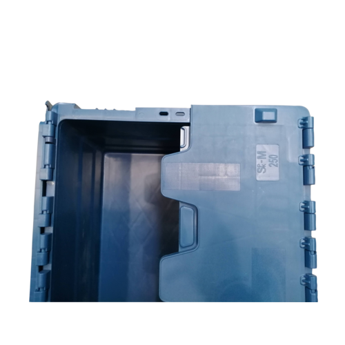 Caixa de plástico 600x400x250mm, encaixável, tampa articulada, 44 litros