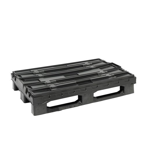 Contentor plástico, desmontável, dobrável, 3 patins, com aba giratória 1220x820x928mm