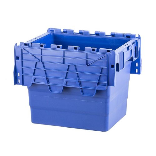 Caixa de plástico, 25 l, empilhável, encaixável, tampa articulada, 400x300x250mm