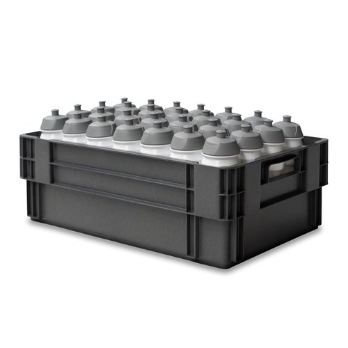 Caixa plástica empilhável, cinza, 600x400x200mm – capacidade 35 litros