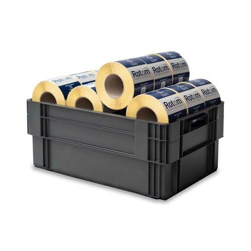 Caixa plástica empilhável, cinza, 600x400x250mm – capacidade de 45 litros