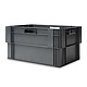 Caixa plástica empilhável, cinza,  600x400x300mm – capacidade 60 litros