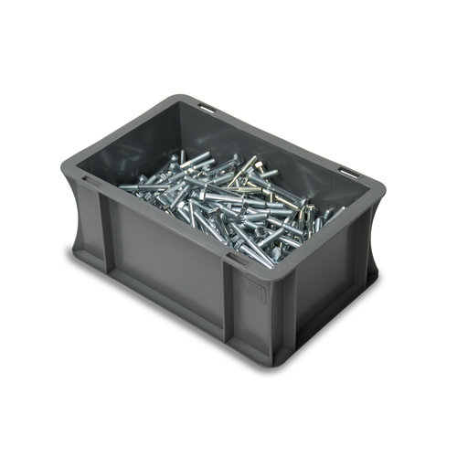 Caixa Euronorm, fechada, 5 litros, empilhável, plástico PP, 300x200x120mm