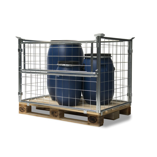 Colar em malha metálica para palete - 1200x800x800 mm - Aba articulada - Rebatível - Galvanizado