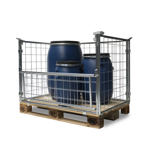 Colar em malha metálica para palete - 1200x800x800 mm - Aba articulada - Rebatível - Galvanizado