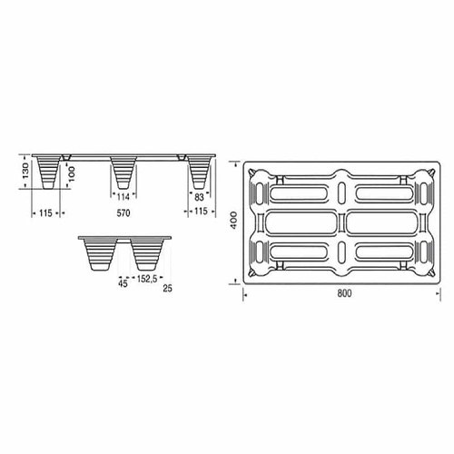 Palete Madeira Prensada 800x400x130 mm- F36/5 - Média, encaixável