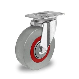 Rodízio fixo Ø 125mm -  Rolamento de Rolos, PA Cinza