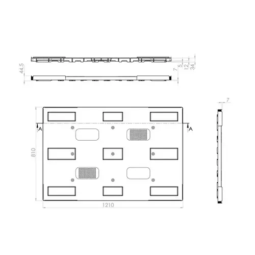 Tampa de plástico para contentores plásticos e colares para paletes 1210x810x44,5mm