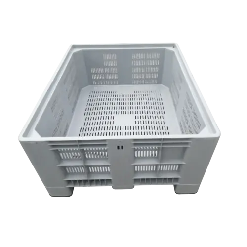 Contentor-palete em plástico perfurado, 4 pés, 1200x1000x580mm - 400L - Usado