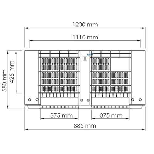 Contentor-palete em plástico perfurado, 4 pés, 1200x1000x580mm - 400L - Usado