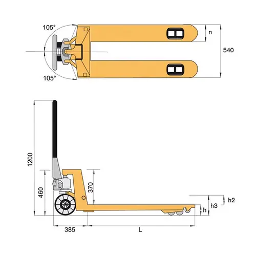 Porta-paletes 1150x540mm – 3000 Kg - Rodas em PU