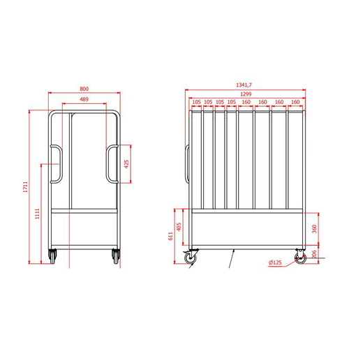 Roll Container para reparação de paletes de madeira 1342x800x1711mm